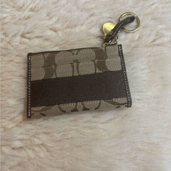 Coach Brown and Tan Key Card Holder with Keyring - Picture 2 of 4
